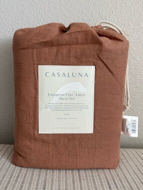 NWT King 100% Linen Sheet Set Adobe Clay - Casaluna